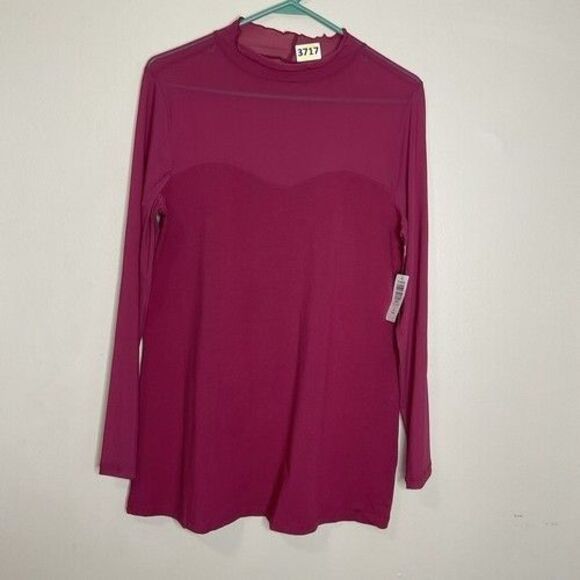 NWT Torrid Pink Stretch Mesh Foxy MockNeck Long Sleeve Blouse Women Plus Size 2X - Picture 6 of 9